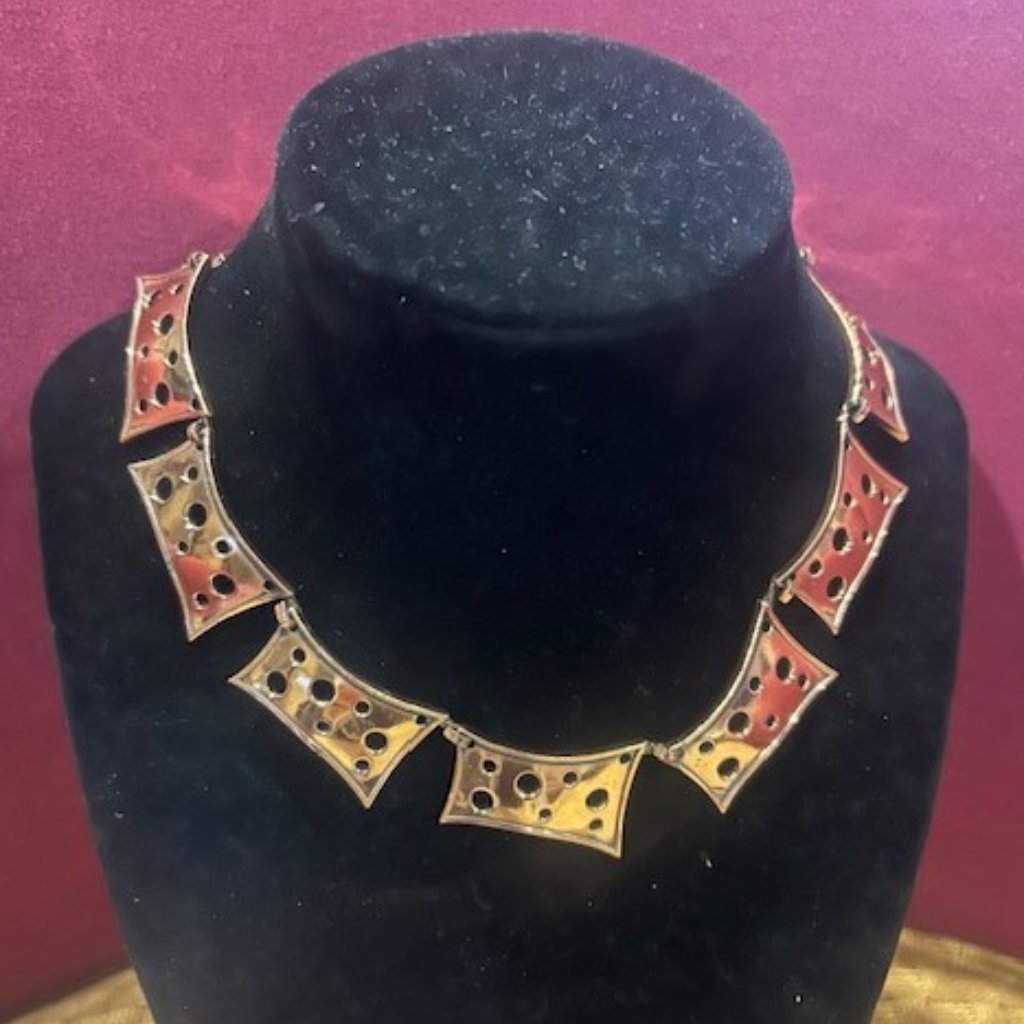 Renoir Swiss Cheese Copper Link Choker Necklace 75$